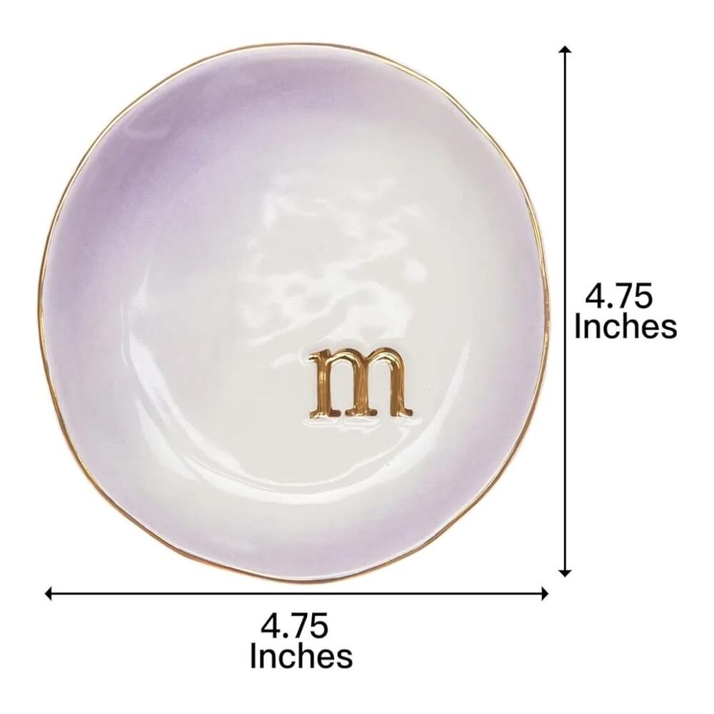 Ceramic Jewelry Tray, Decorative Trinket with print letter M